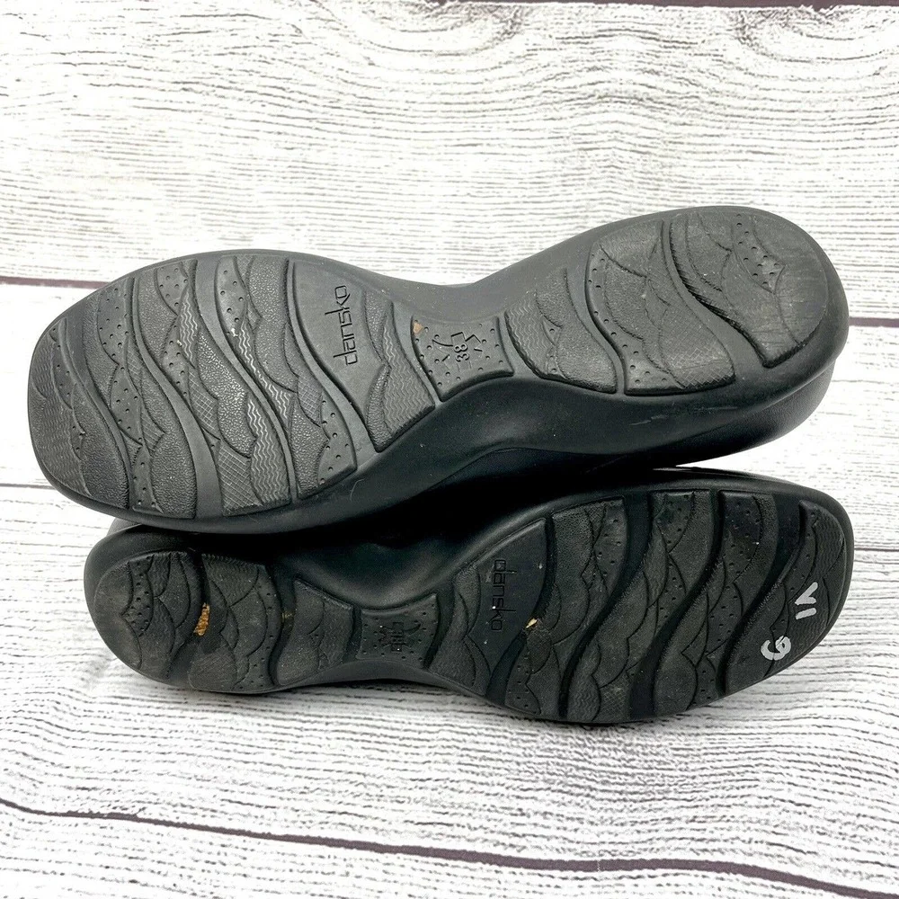 Dansko Camille Black Zip Up Perforated Loafer Clog Shoes Size 38